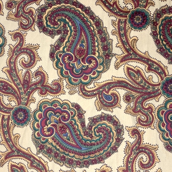 2 Handmade Paisley Print Curtains Drapes Tan Red - Picture 5 of 6